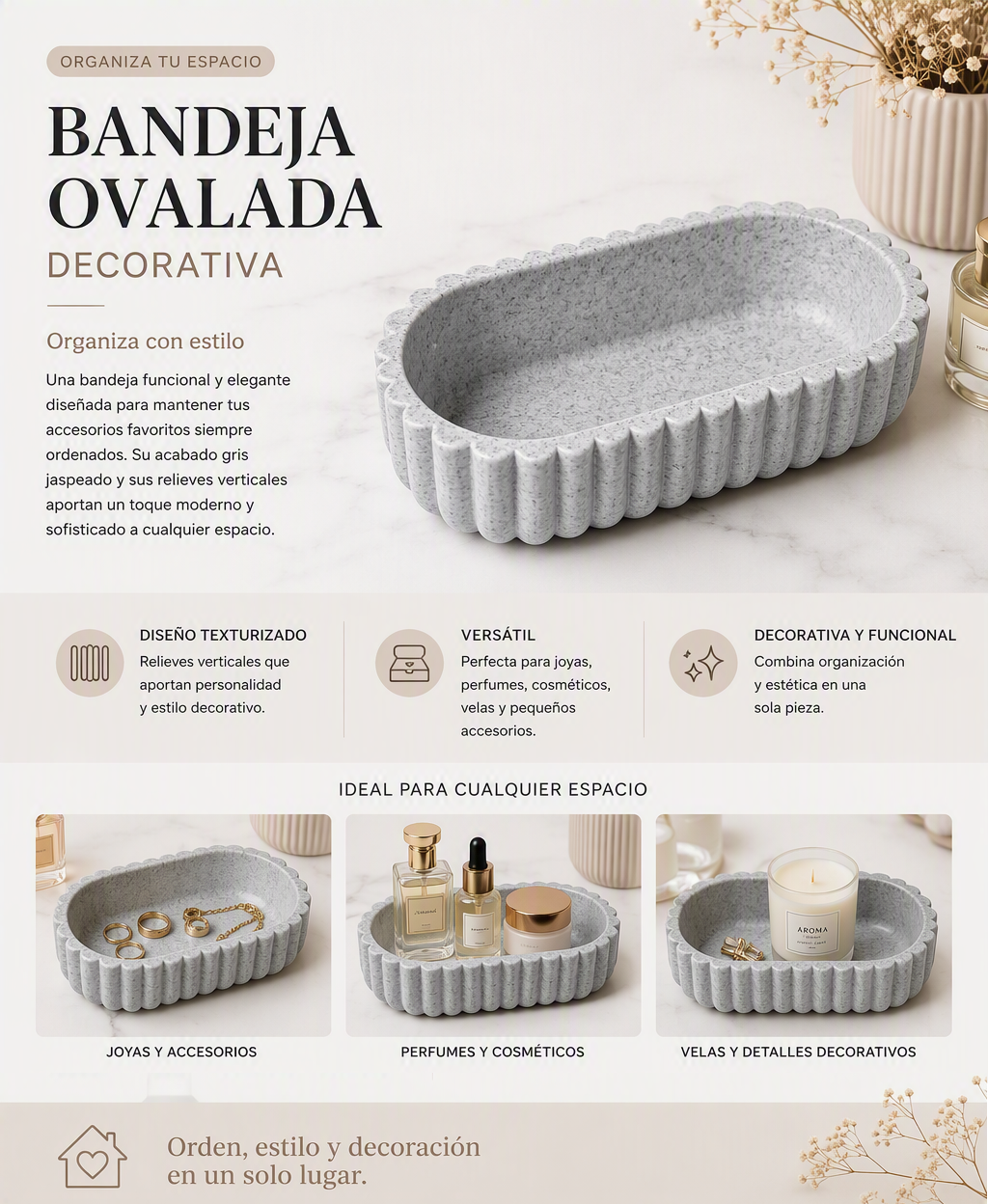 Bandeja ovalada para tocador