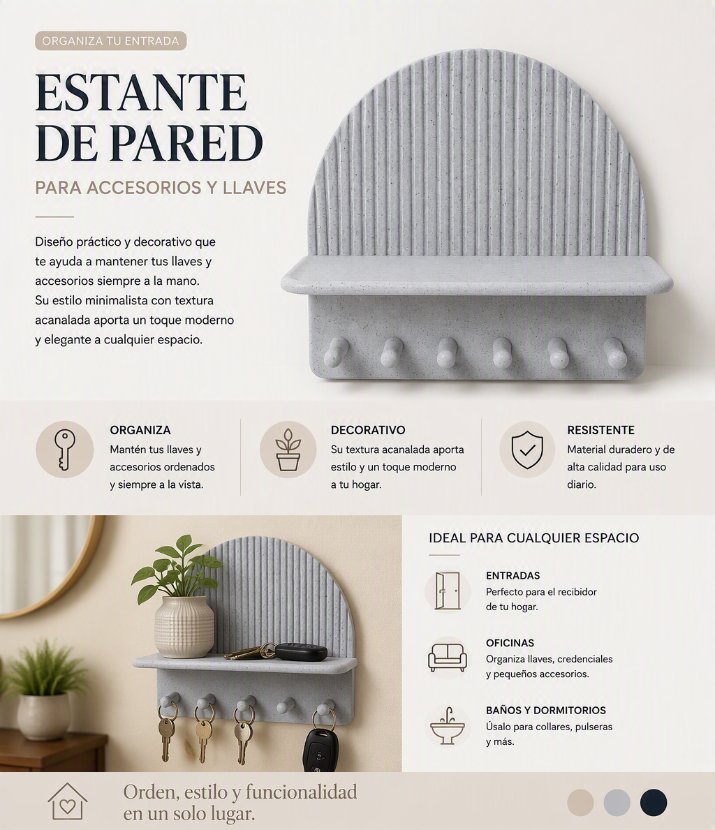 Estante de pared y llavero