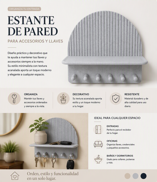 Estante de pared y llavero